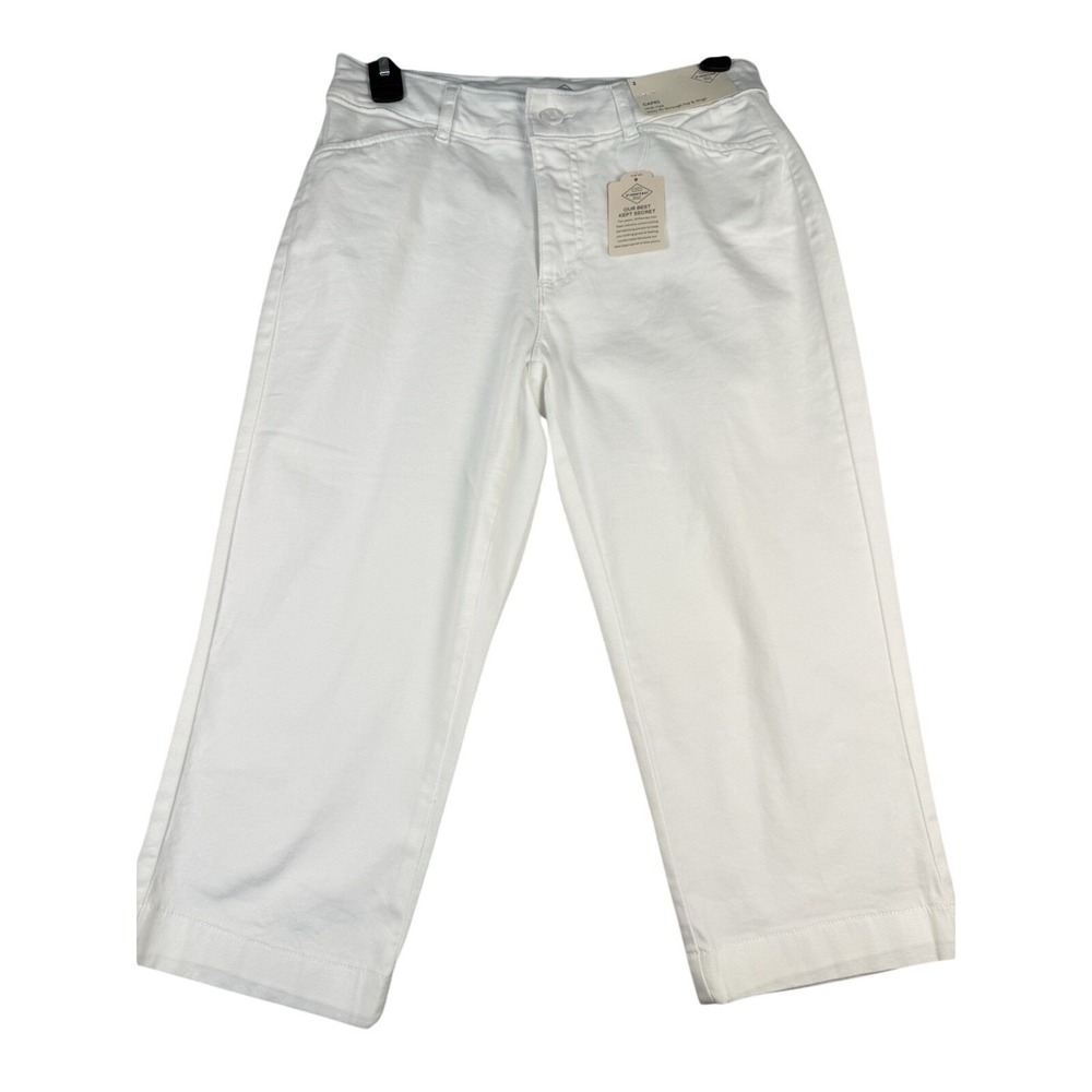 St John's Bay Women's White Capri Pants Size 2 Mid Rise NWT
